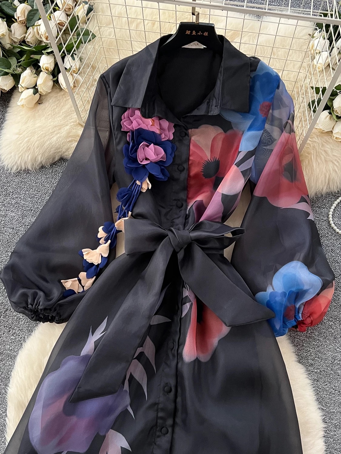 Having a moment print dress ED150 images